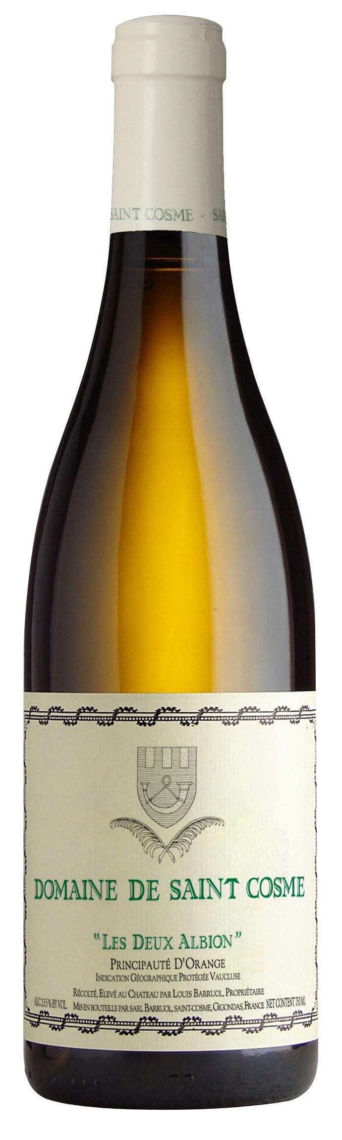 Domaine de Saint Cosme Les Deux Albion Blanc, Viognier - Picpoul & Marsanne, IGP Principauté d'Orange, Rhône - Sur (Violès), Francia. IGP Principauté d'Orange, Rhône - Sur (Violès) Francia , Vinos Costa Rica