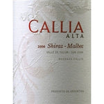 Callia Alta Shiraz and Malbec 750 ml | Wain.cr