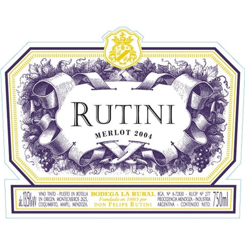 Rutini Merlot 750 ml | Wain.cr