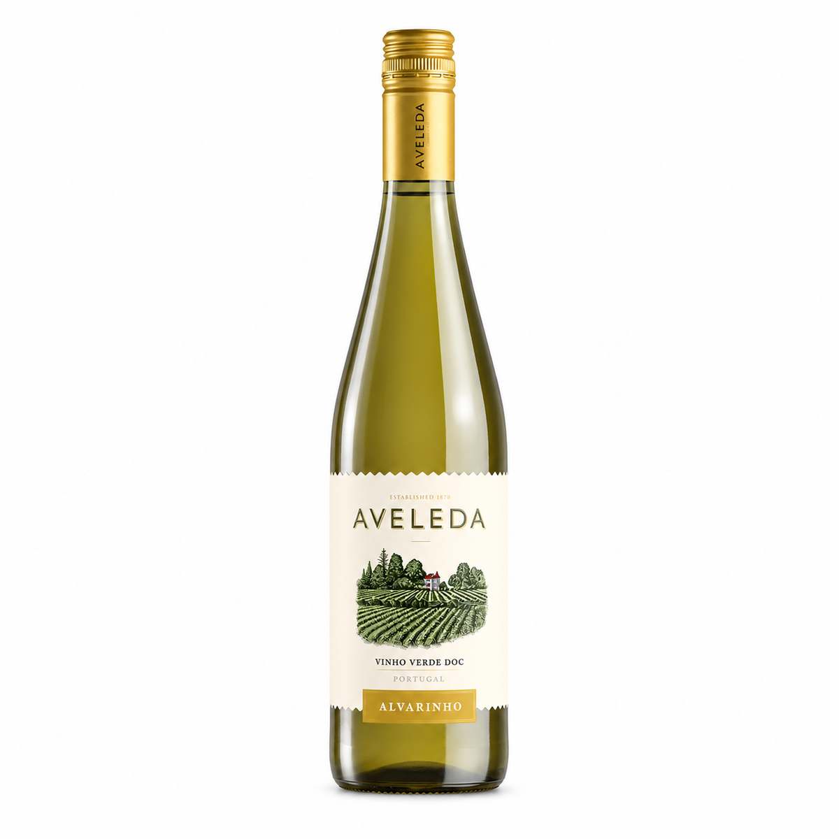 Aveleda Alvarinho Vinho Verde — botella sobre fondo blanco